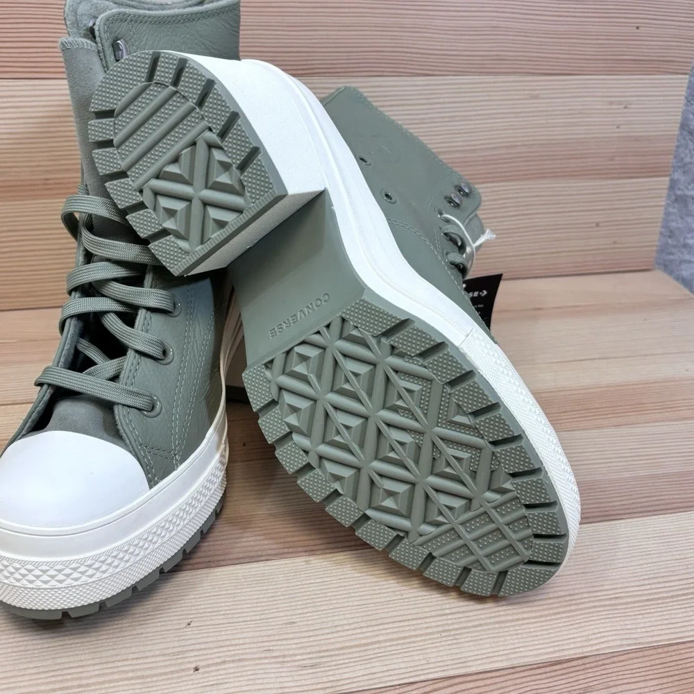 Converse Chuck 70 De Luxe Heel Hi Platform  A10378C Green Men 10 Woman 12 Leathe